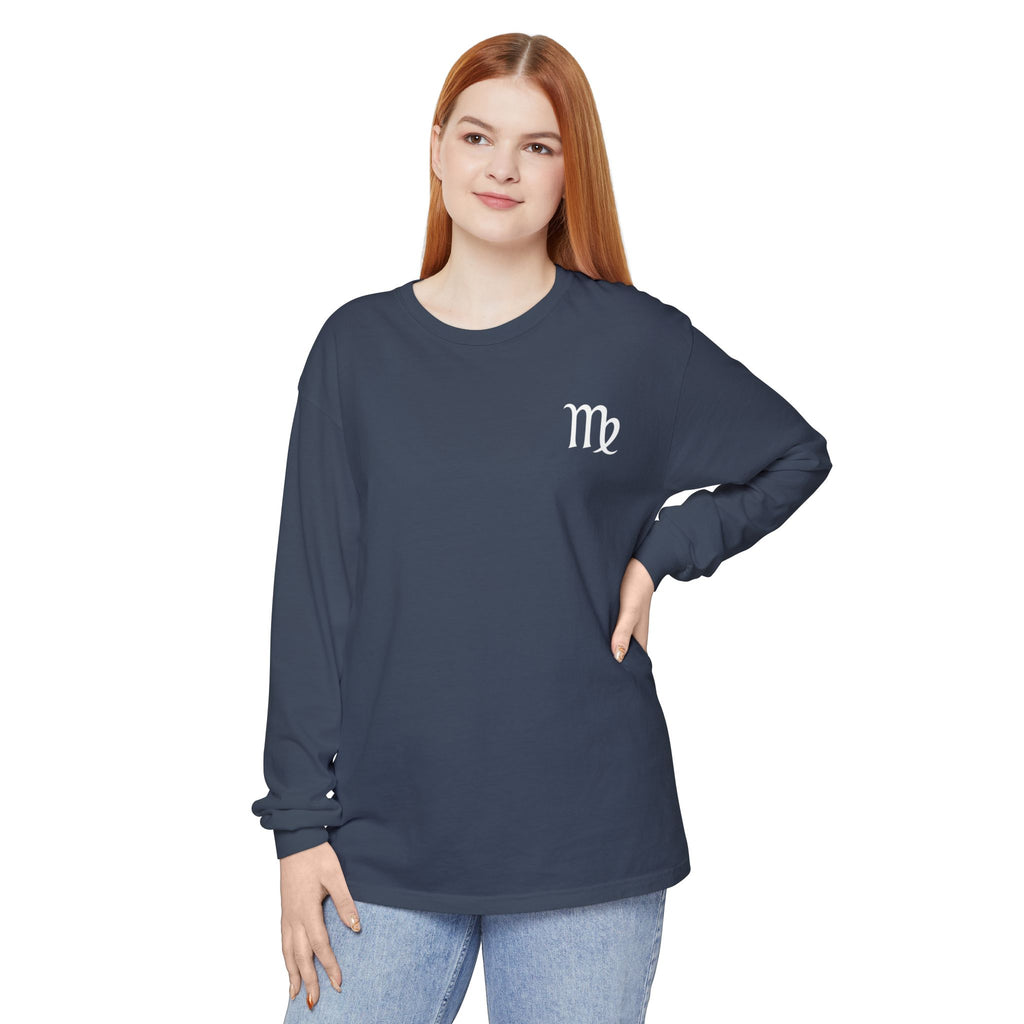 Virgo Zodiac Long Sleeve Tee — 'Virgo Nutrition Facts' Astrology Shirt
