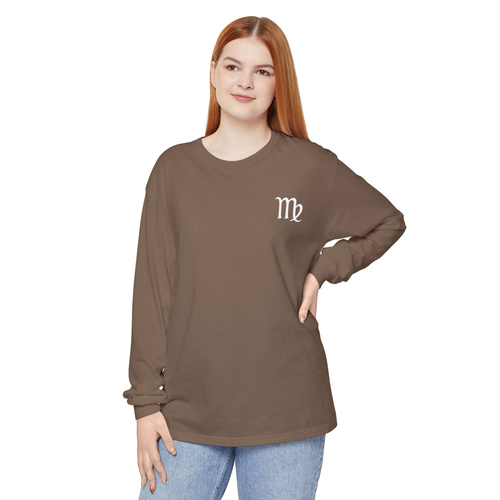 Virgo Zodiac Long Sleeve Tee — 'Virgo Nutrition Facts' Astrology Shirt