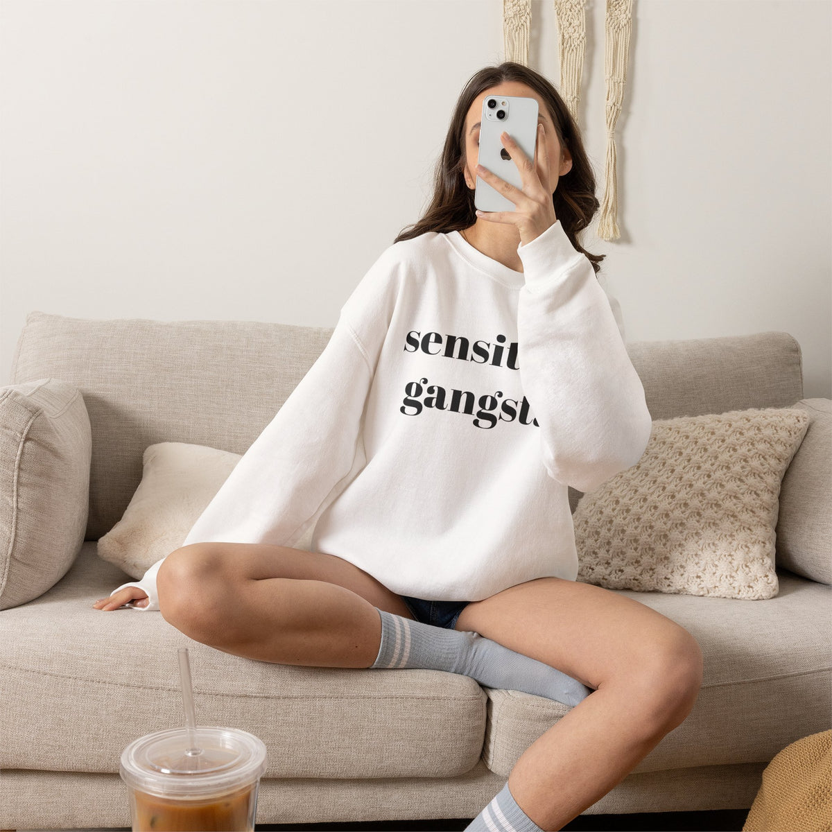 Sensitive Gangsta Sweatshirt — Funny Feminine Slogan Crewneck
