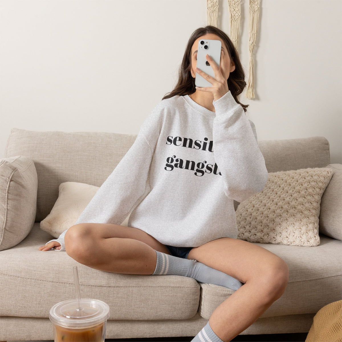 Sensitive Gangsta Sweatshirt — Funny Feminine Slogan Crewneck