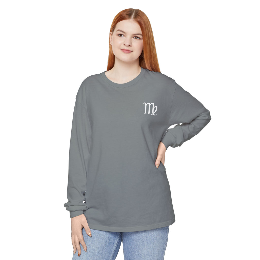 Virgo Zodiac Long Sleeve Tee — 'Virgo Nutrition Facts' Astrology Shirt