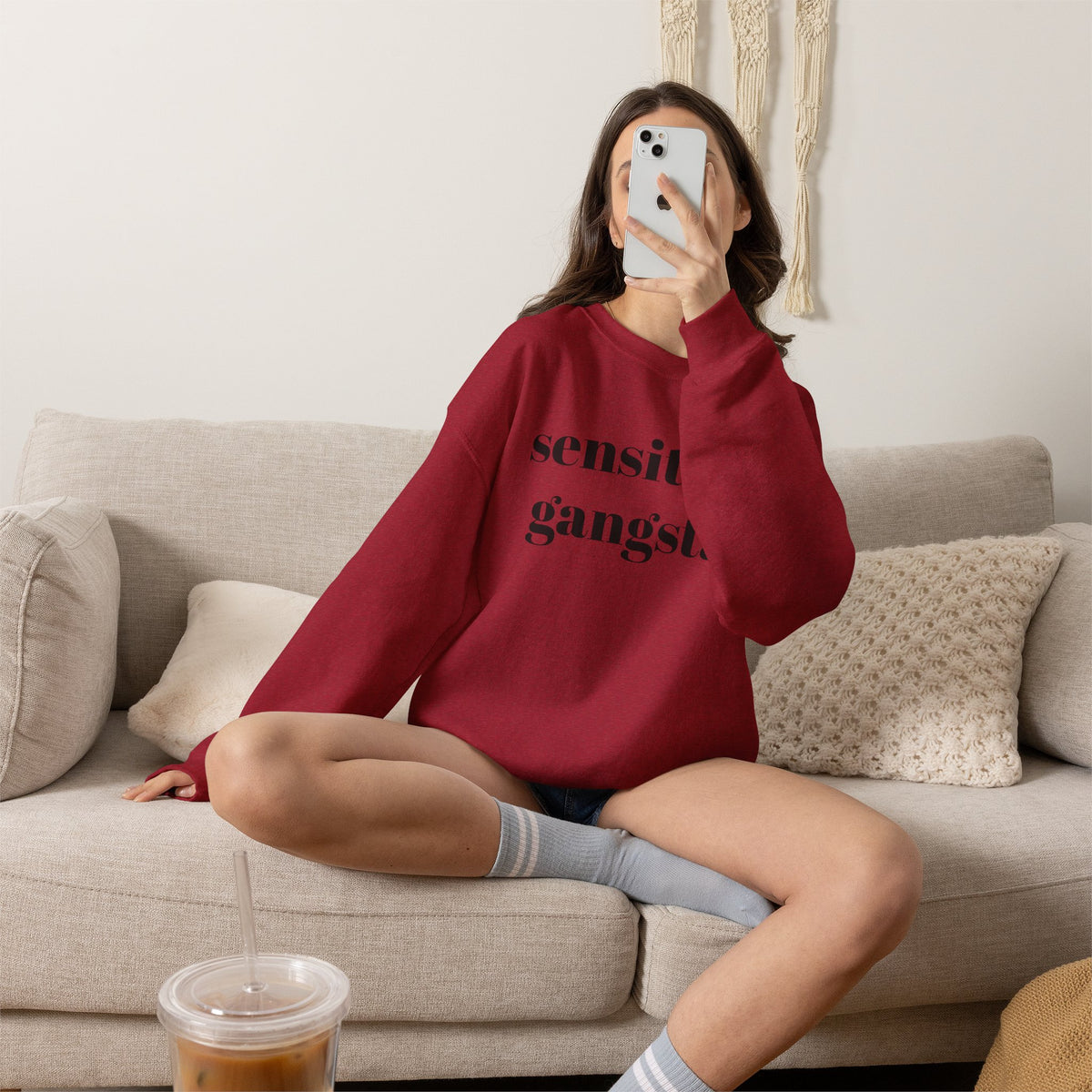 Sensitive Gangsta Sweatshirt — Funny Feminine Slogan Crewneck