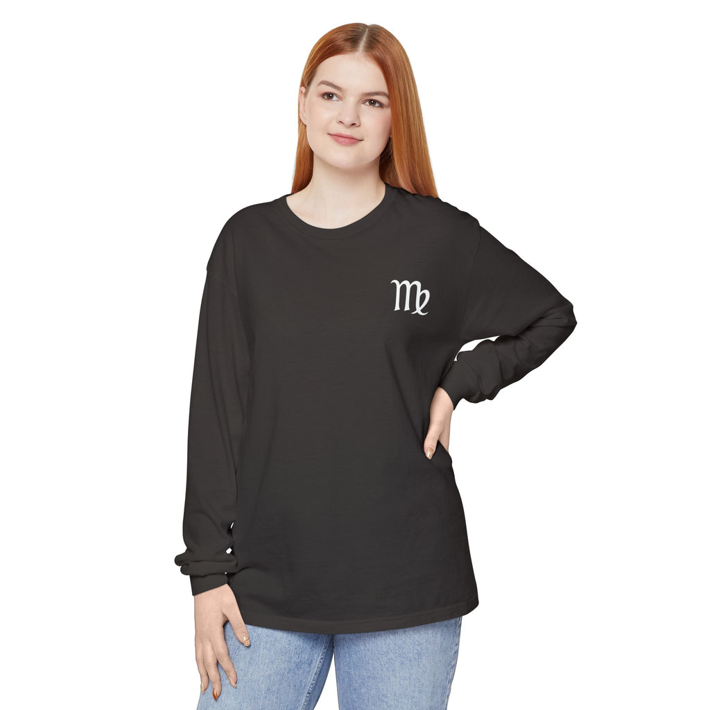 Virgo Zodiac Long Sleeve Tee — 'Virgo Nutrition Facts' Astrology Shirt