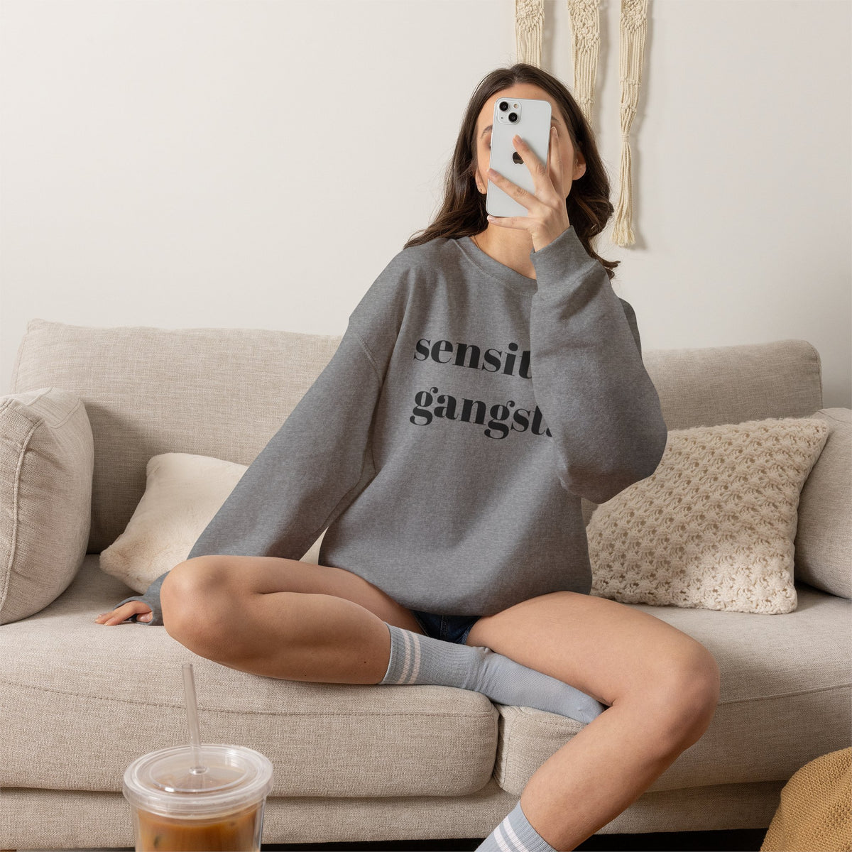 Sensitive Gangsta Sweatshirt — Funny Feminine Slogan Crewneck