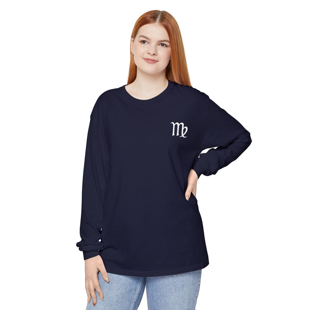 Virgo Zodiac Long Sleeve Tee — 'Virgo Nutrition Facts' Astrology Shirt