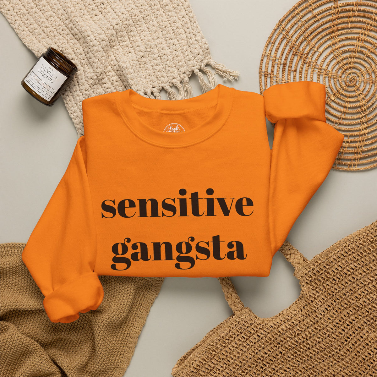 Sensitive Gangsta Sweatshirt — Funny Feminine Slogan Crewneck