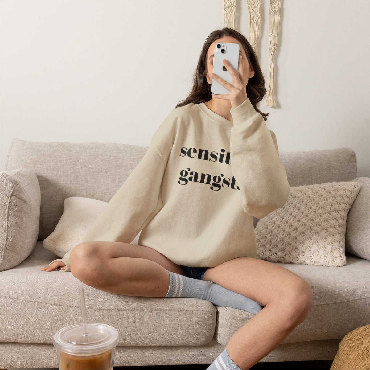 Sensitive Gangsta Sweatshirt — Funny Feminine Slogan Crewneck