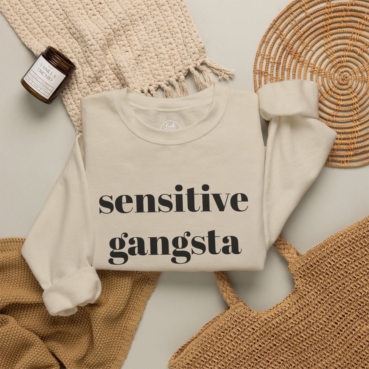 Sensitive Gangsta Sweatshirt — Funny Feminine Slogan Crewneck