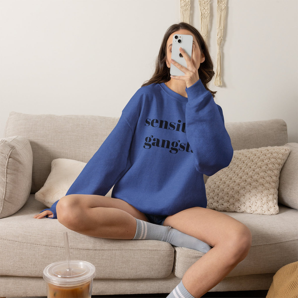 Sensitive Gangsta Sweatshirt — Funny Feminine Slogan Crewneck