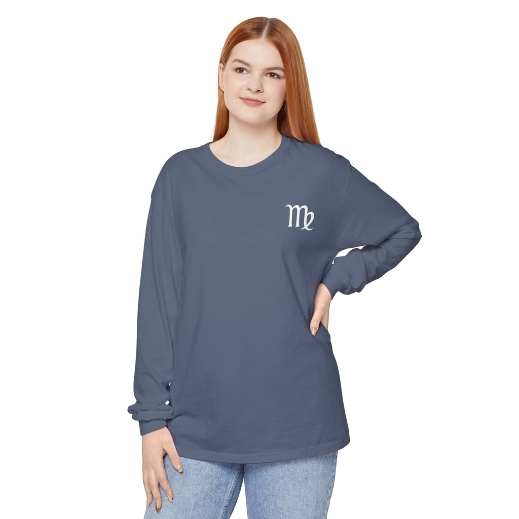 Virgo Zodiac Long Sleeve Tee — 'Virgo Nutrition Facts' Astrology Shirt