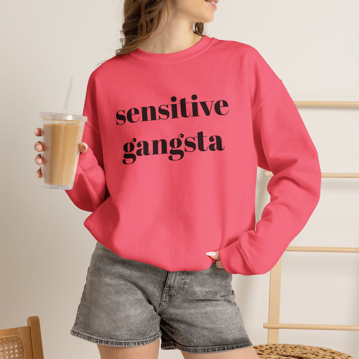 Sensitive Gangsta Sweatshirt — Funny Feminine Slogan Crewneck