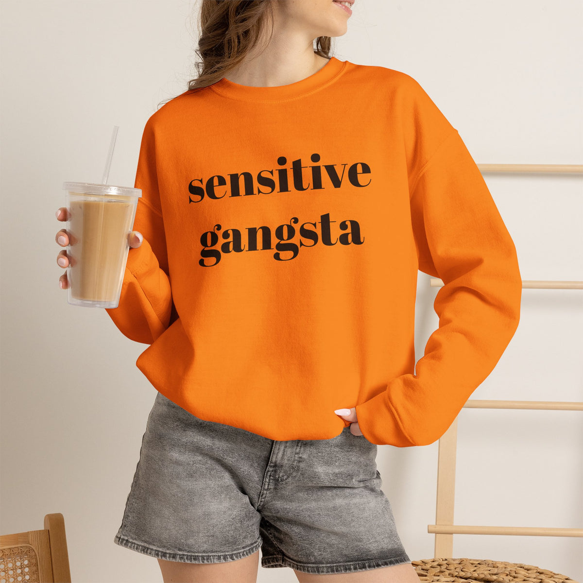 Sensitive Gangsta Sweatshirt — Funny Feminine Slogan Crewneck