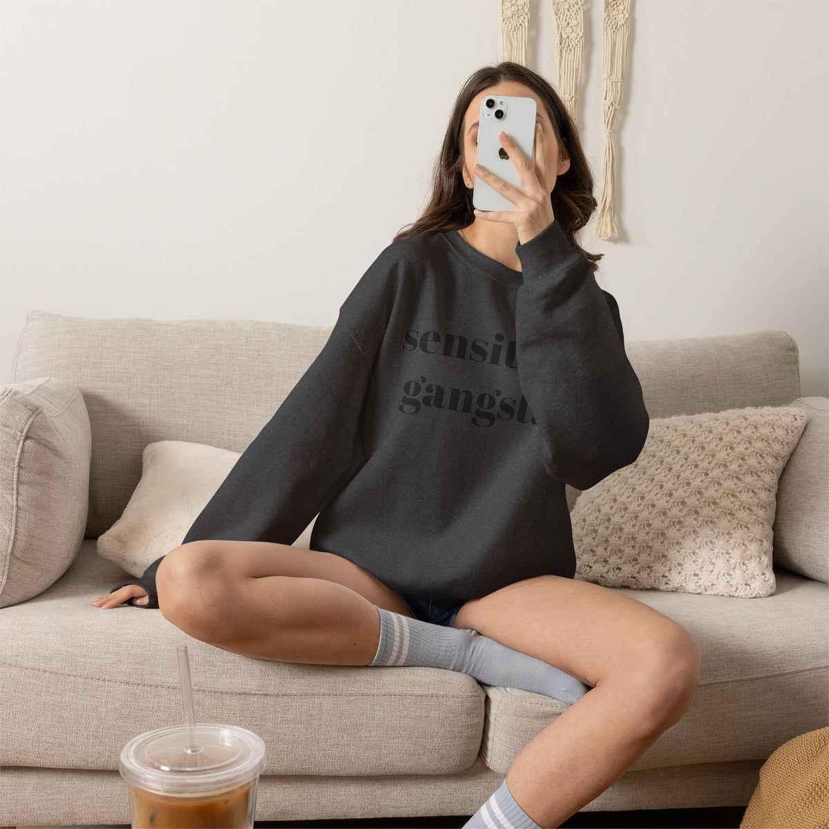 Sensitive Gangsta Sweatshirt — Funny Feminine Slogan Crewneck