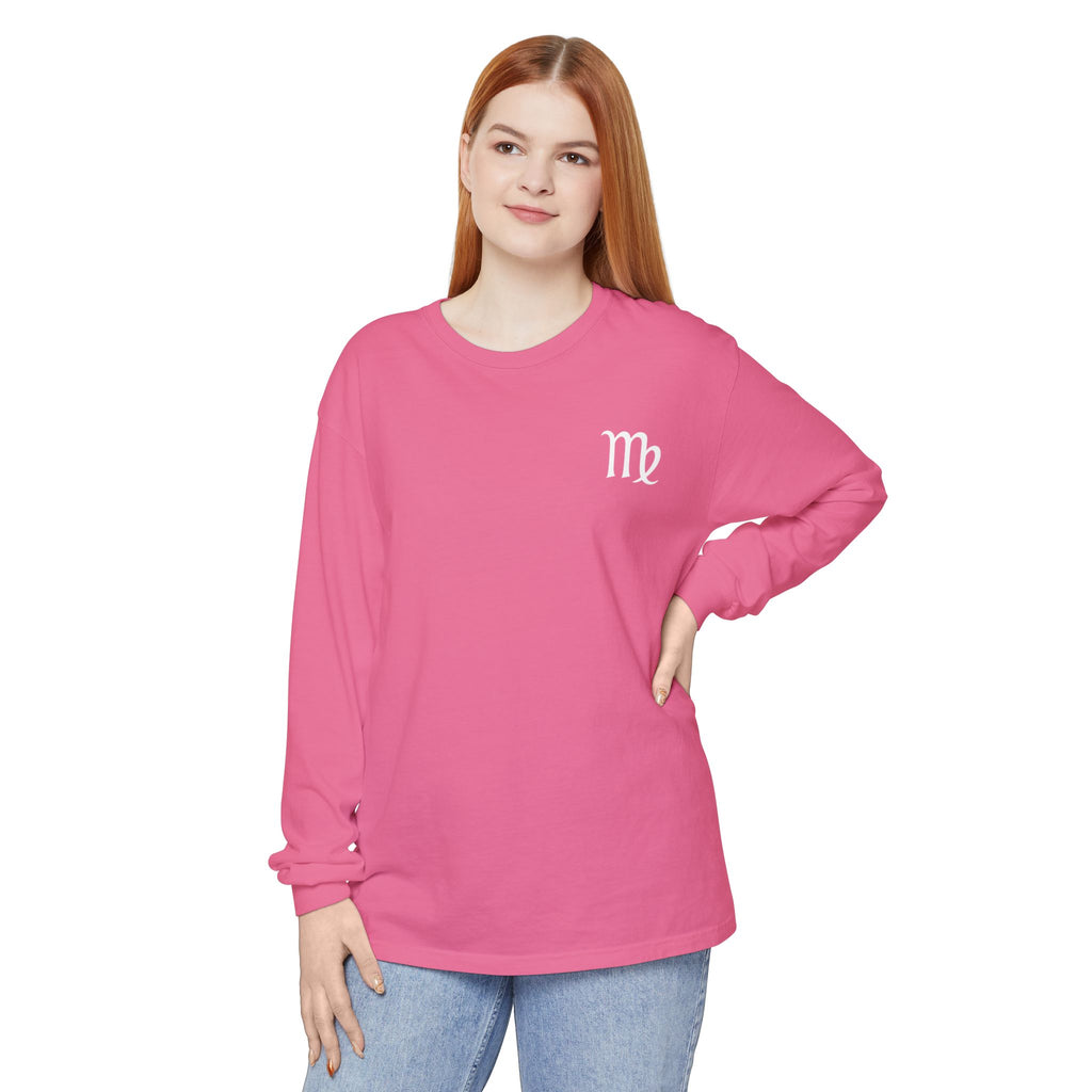 Virgo Zodiac Long Sleeve Tee — 'Virgo Nutrition Facts' Astrology Shirt