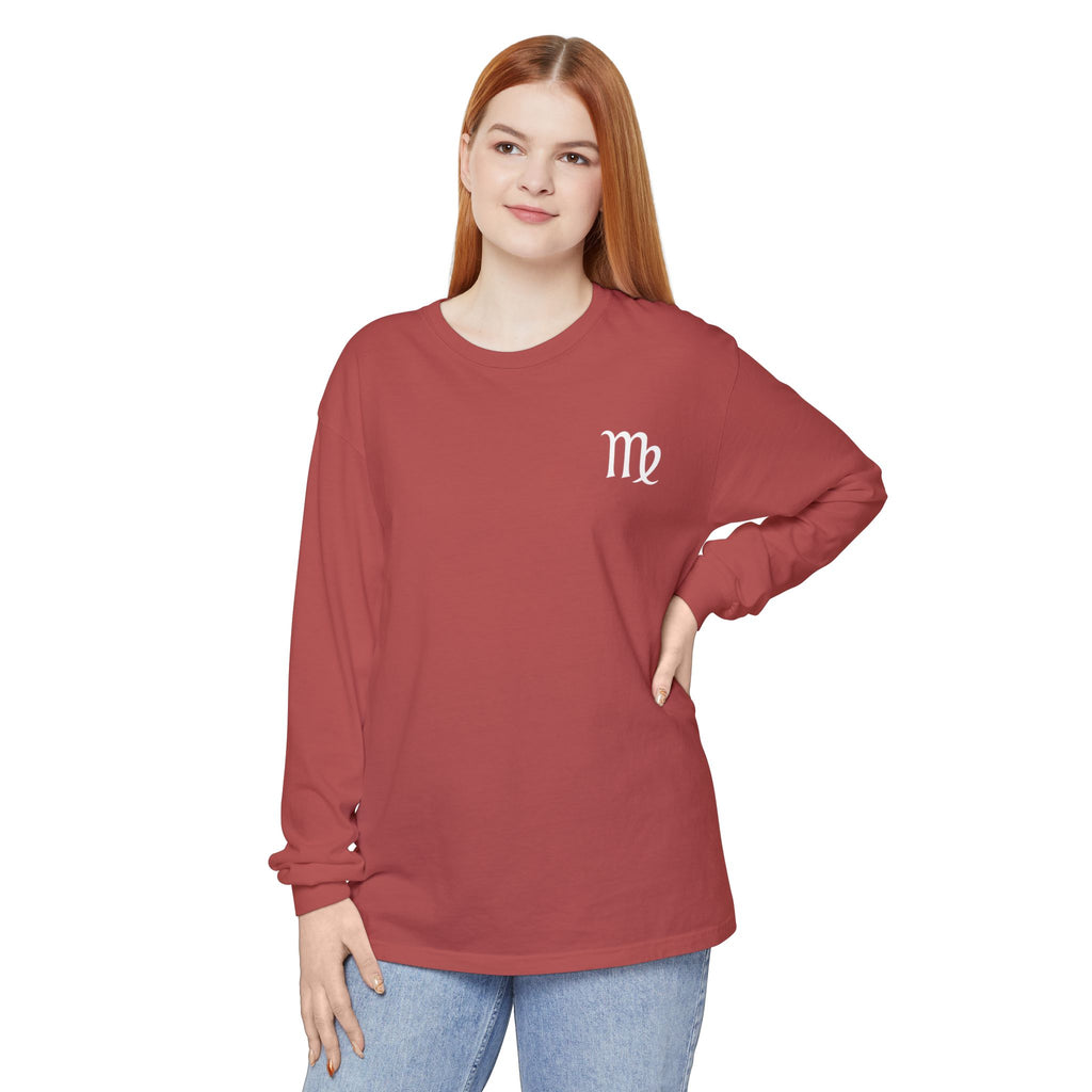 Virgo Zodiac Long Sleeve Tee — 'Virgo Nutrition Facts' Astrology Shirt