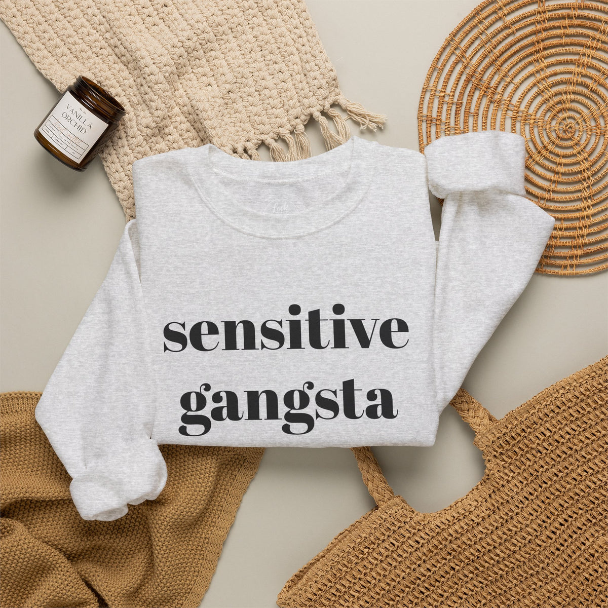 Sensitive Gangsta Sweatshirt — Funny Feminine Slogan Crewneck