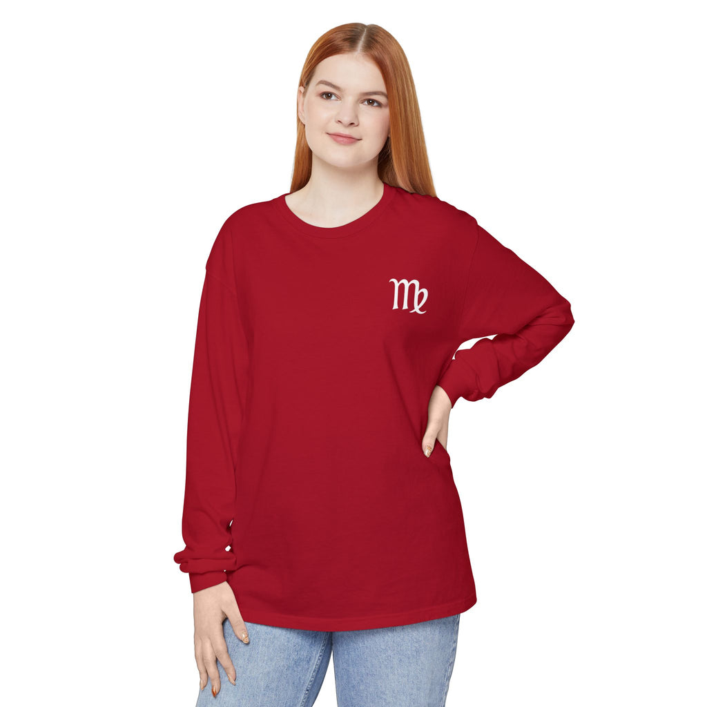 Virgo Zodiac Long Sleeve Tee — 'Virgo Nutrition Facts' Astrology Shirt
