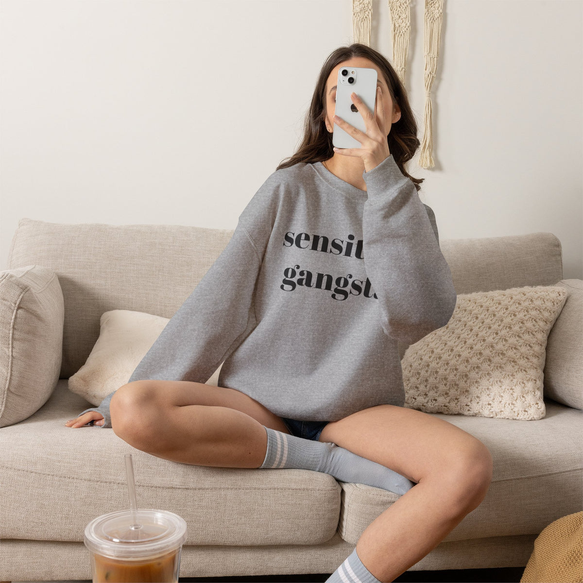Sensitive Gangsta Sweatshirt — Funny Feminine Slogan Crewneck