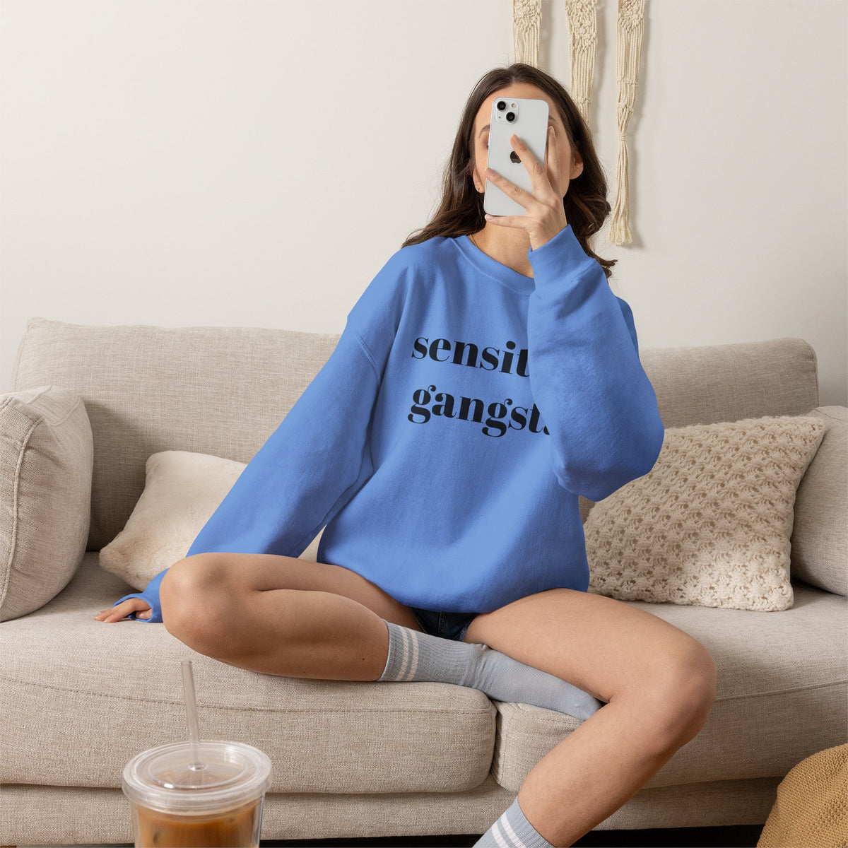 Sensitive Gangsta Sweatshirt — Funny Feminine Slogan Crewneck