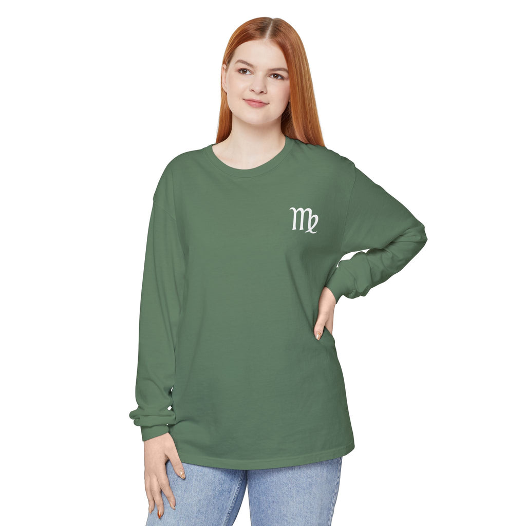 Virgo Zodiac Long Sleeve Tee — 'Virgo Nutrition Facts' Astrology Shirt