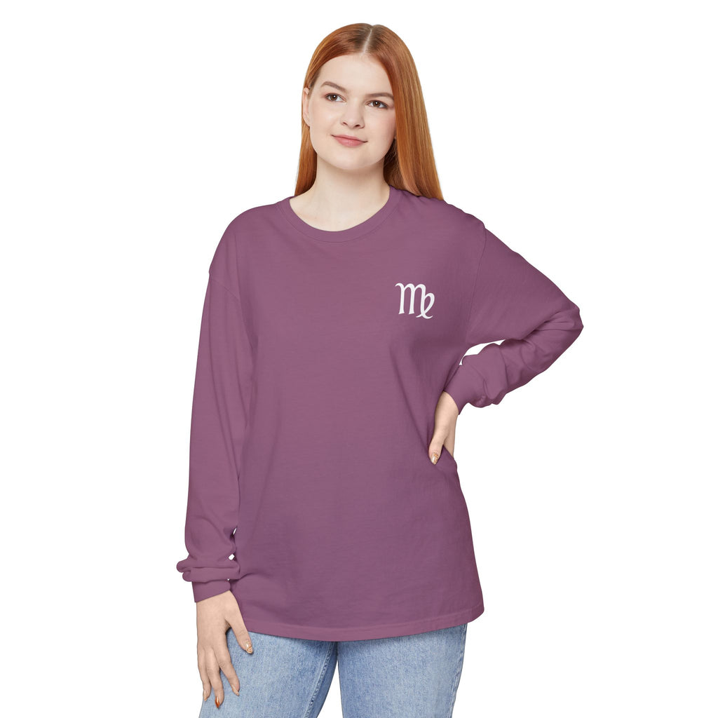 Virgo Zodiac Long Sleeve Tee — 'Virgo Nutrition Facts' Astrology Shirt