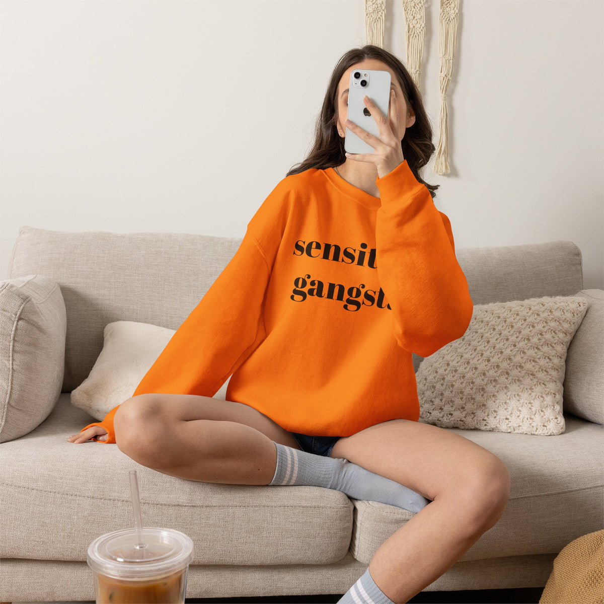 Sensitive Gangsta Sweatshirt — Funny Feminine Slogan Crewneck