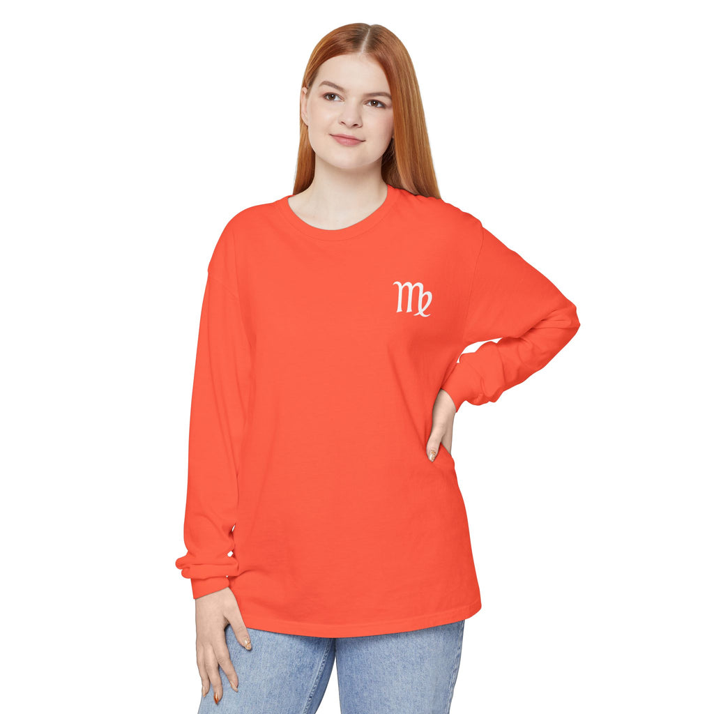 Virgo Zodiac Long Sleeve Tee — 'Virgo Nutrition Facts' Astrology Shirt