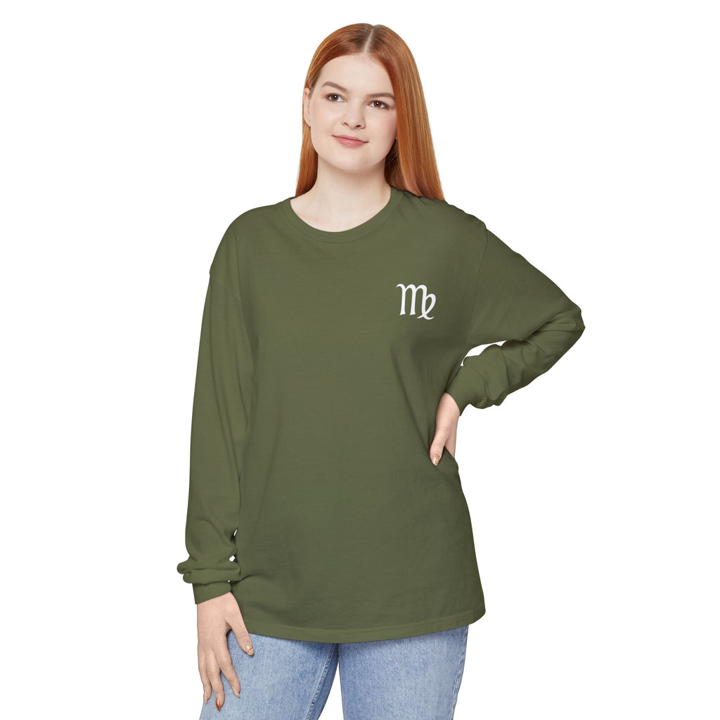 Virgo Zodiac Long Sleeve Tee — 'Virgo Nutrition Facts' Astrology Shirt